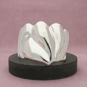 taxco mexico sterling silver vintage scalloped wide cuff bracelet size 6.25in